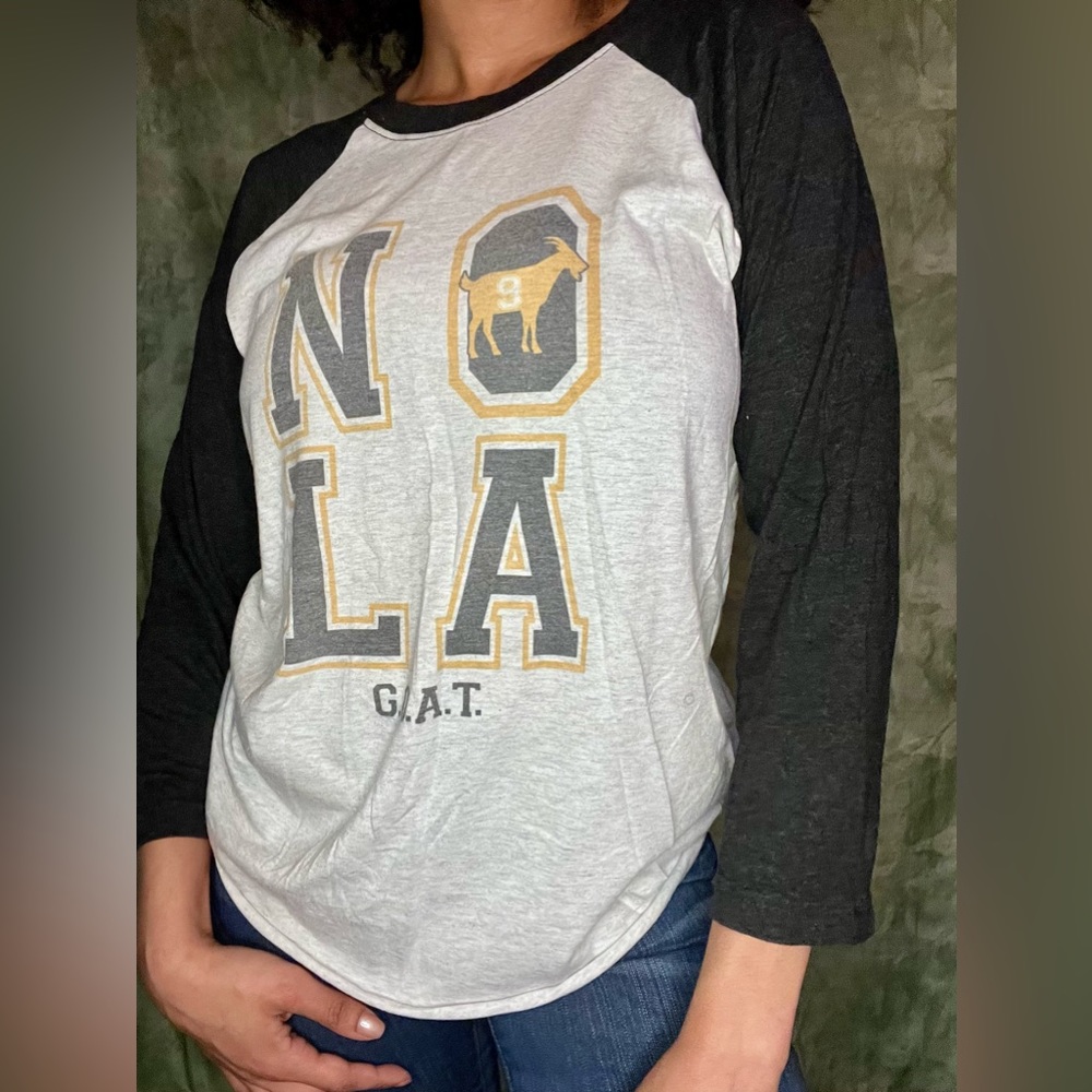 Grey JeanTherapy NOLA "GOAT" Baseball Tee